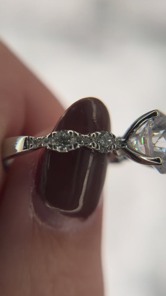 14K White Gold Diamond 1/2 ctw Semi Mount For 2 ctw Round Center