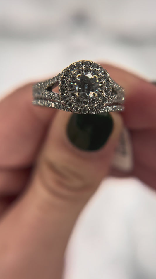 14kw diamond double halo split shank soldered bridal set