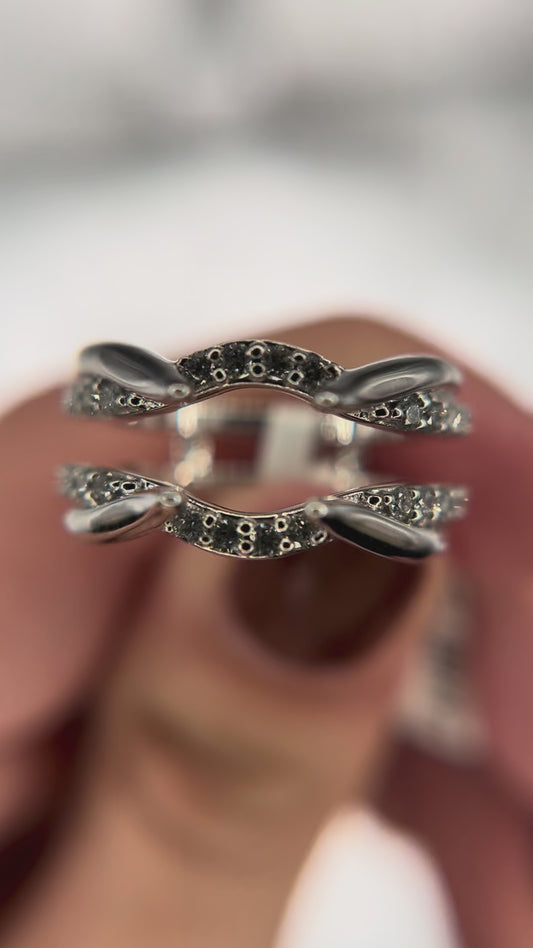 14K White Gold Diamond 1/2 ctw Wedding Wrap Band