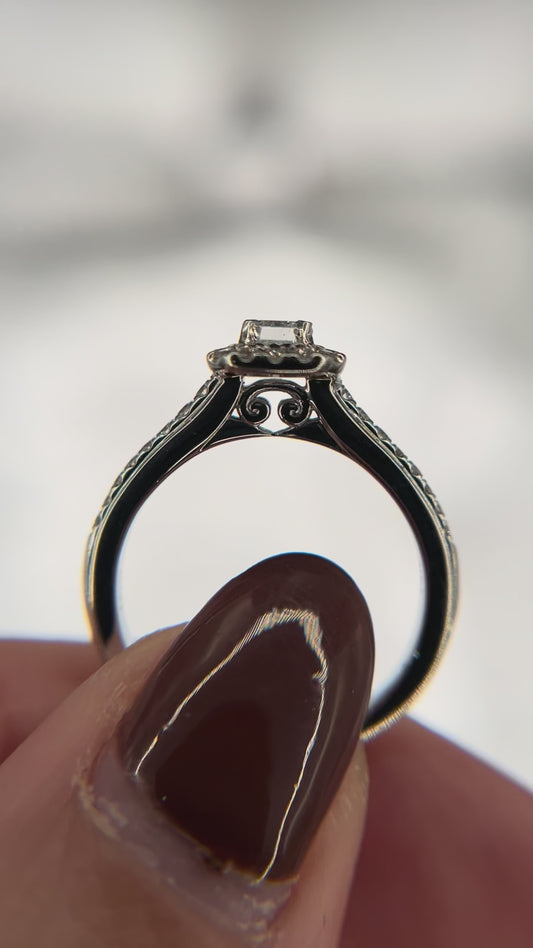 14k White Gold 1/2 ctw Emerald cut Diamond Ring