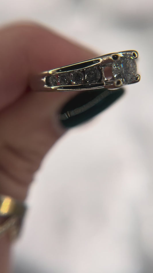 14kw 3-4ctw  diamond channel set accent engagement ring