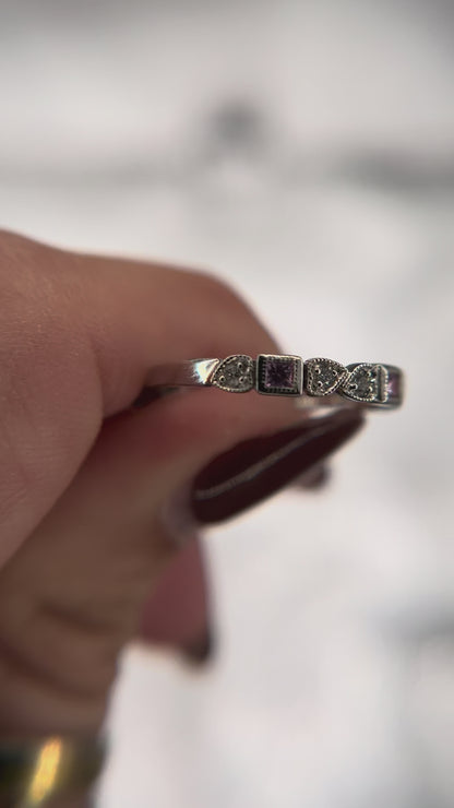 10k White Gold Diamond and Gemstone Ring