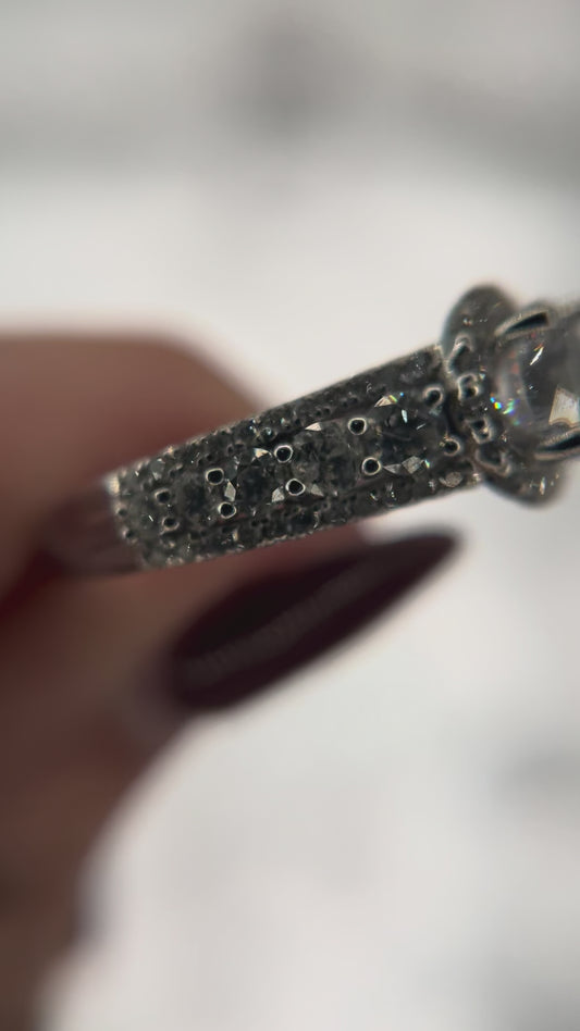 14K White Gold Diamond 1 1/8 ctw Semi Mount For 1 ctw Round Center