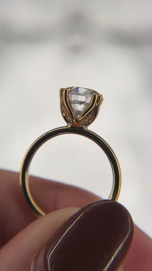 14K Yellow Gold Semi Mount For 2 ctw Round Center