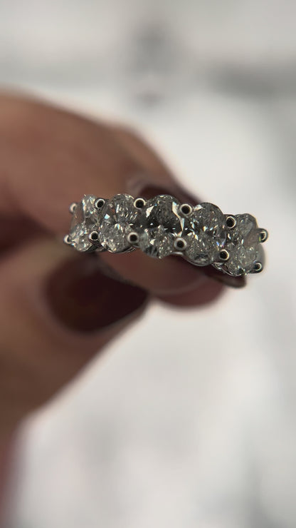 14K White Gold Lab Grown 5 Stone Oval Cut Diamond Band 2ctw
