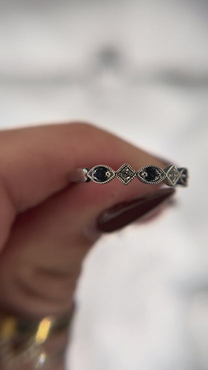 10k White Gold Diamond and Gemstone Ring