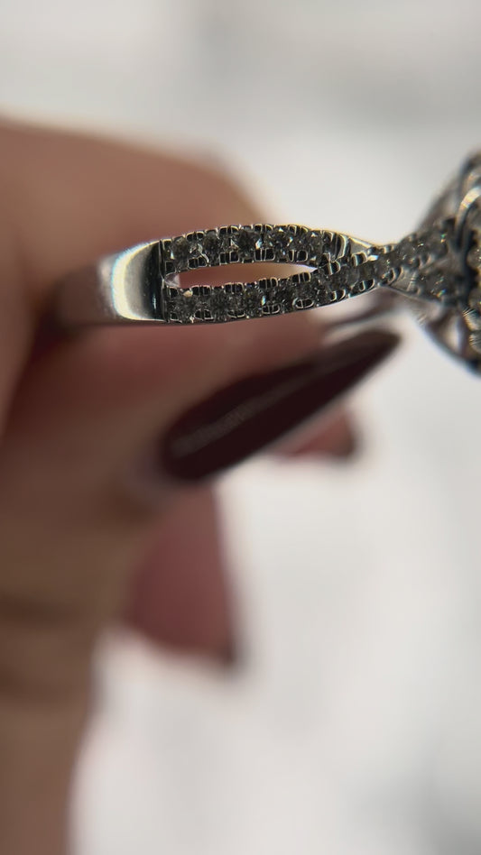 14K White Gold Diamond 1/2 ctw Semi Mount For 1 ctw Oval Center