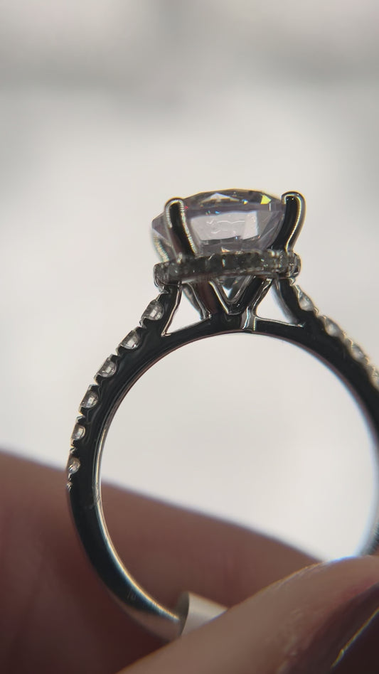 14K White Gold Diamond 1/2 ctw For 3 ctw Round Center