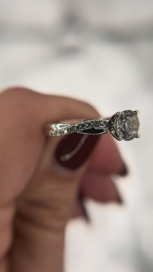 14K White Gold Diamond 1/5 ctw Semi Mount for 1 ctw Center Round