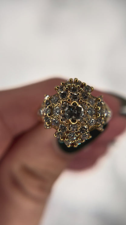 14ky cluster diamond ring