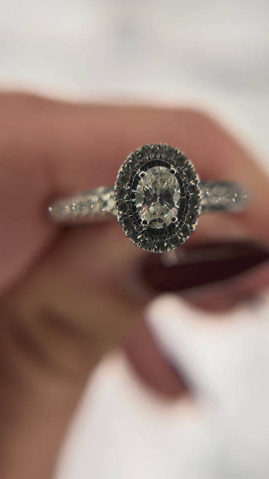 14K White Gold Diamond 1/2 ctw Halo Ring