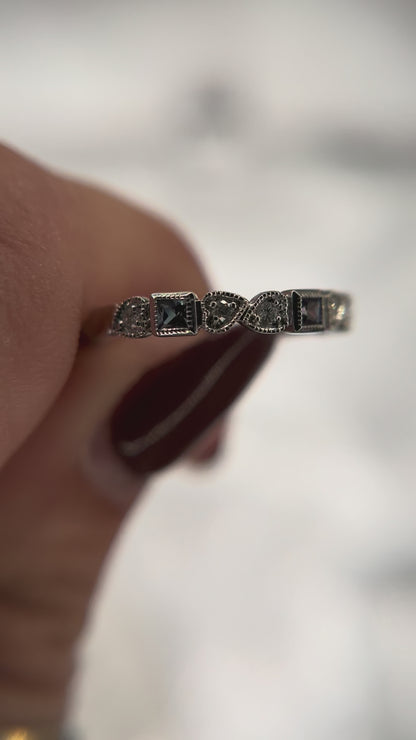 10k White Gold Diamond and Gemstone Ring