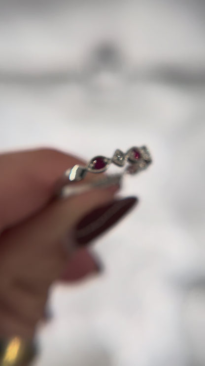 10k White Gold Diamond and Gemstone Ring