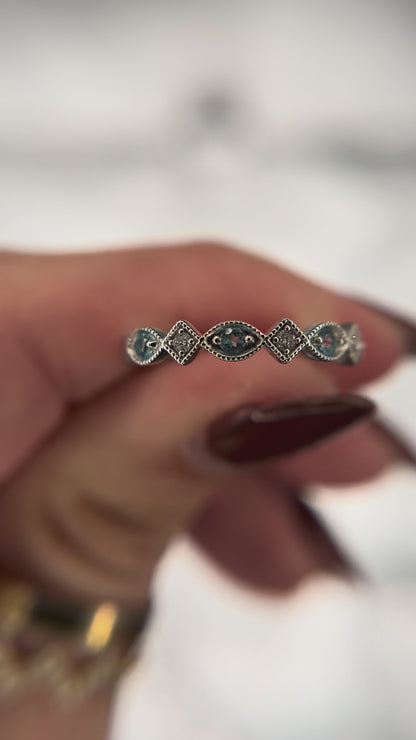 10k White Gold Diamond and Gemstone Ring