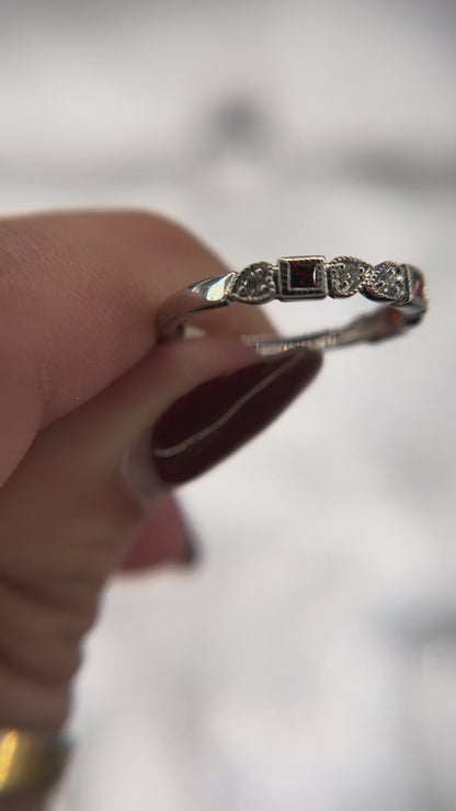 10k White Gold Diamond and Gemstone Ring