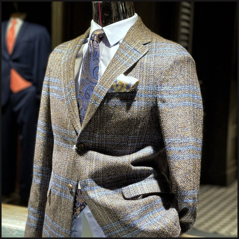Brown/Navy Brushed Plaid Sportcoat - That Guy's Secret