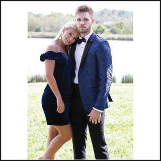 Couture 1901 Paisley Black And Blue Tuxedo 261M - That Guy's Secret