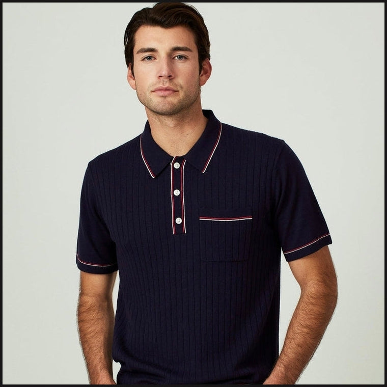 Enzo Striped Sweater Polo-Polo Shirt-That Guy's Secret