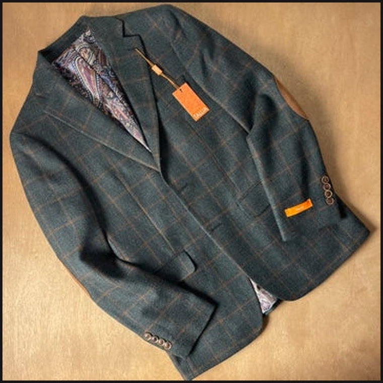 Hunter/Chestnut Windowpane Tweed-Sports Jacket-That Guy's Secret