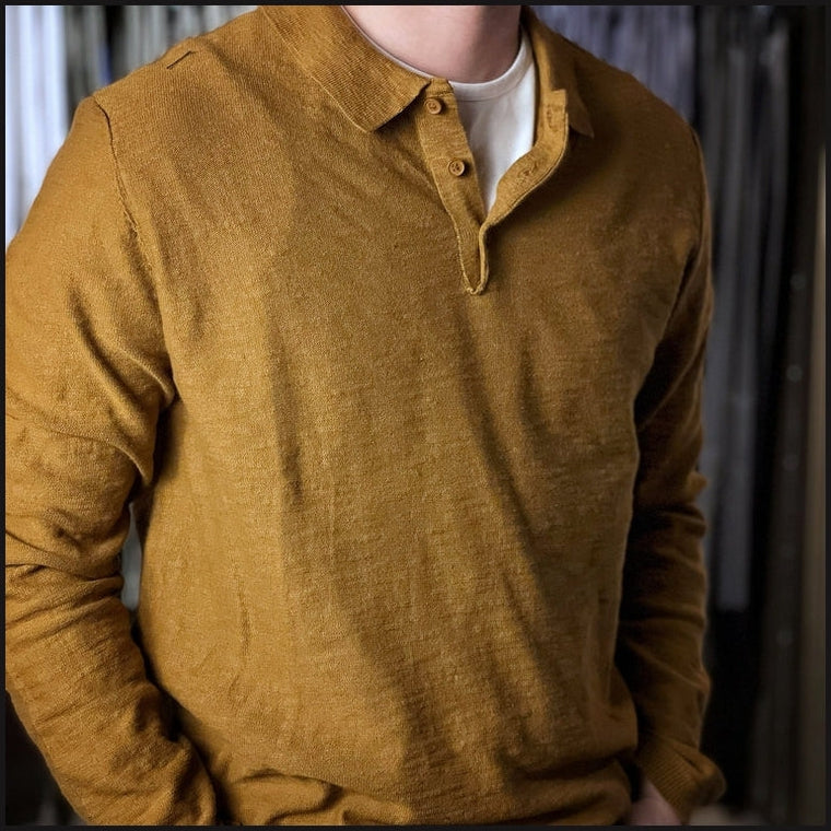 Long Sleeve Super Soft Banded Bottom Polo Shirt-Clothing-That Guy's Secret