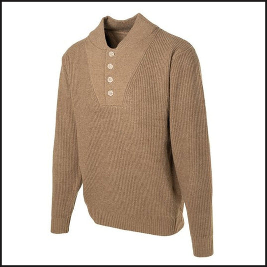 Wool Blend Military Henley Sweater - That Guy's Secret